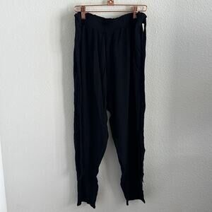 Eberjey Black Crinkle Rayon Pant with Front Tie Waist Medium
